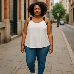Rose & Olive Cream Asymmetrical Sleeveless Tank Top